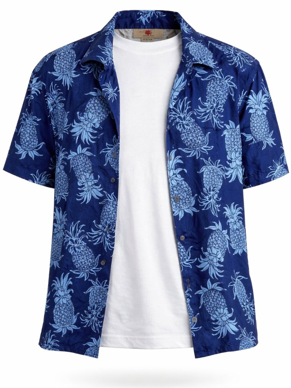 Hawaii Station Pineapple Shirt 2XL Made in Hawaii Blue Tropical Button Up